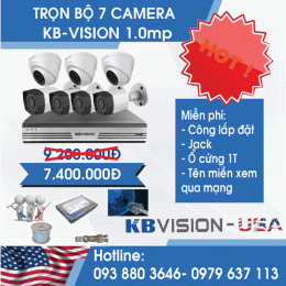 Trọn bộ 7 camera KBVISION-USA 1.0mp cho tạp hóa